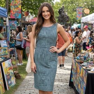 Elegant Blue Tweed Dress
